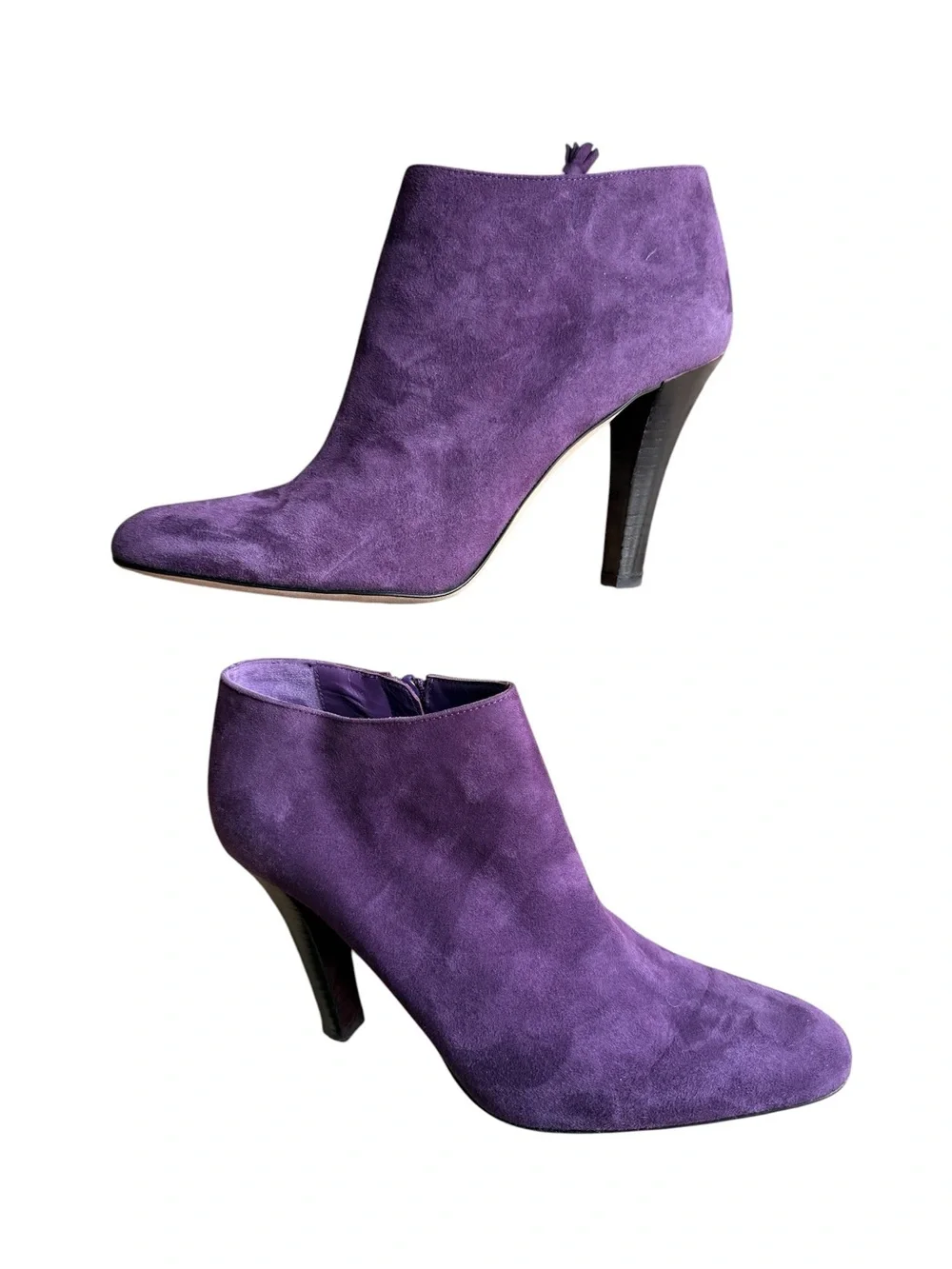 Brooks Brothers Italian Made Purple Suede Ankle Boots with Tassel Zip